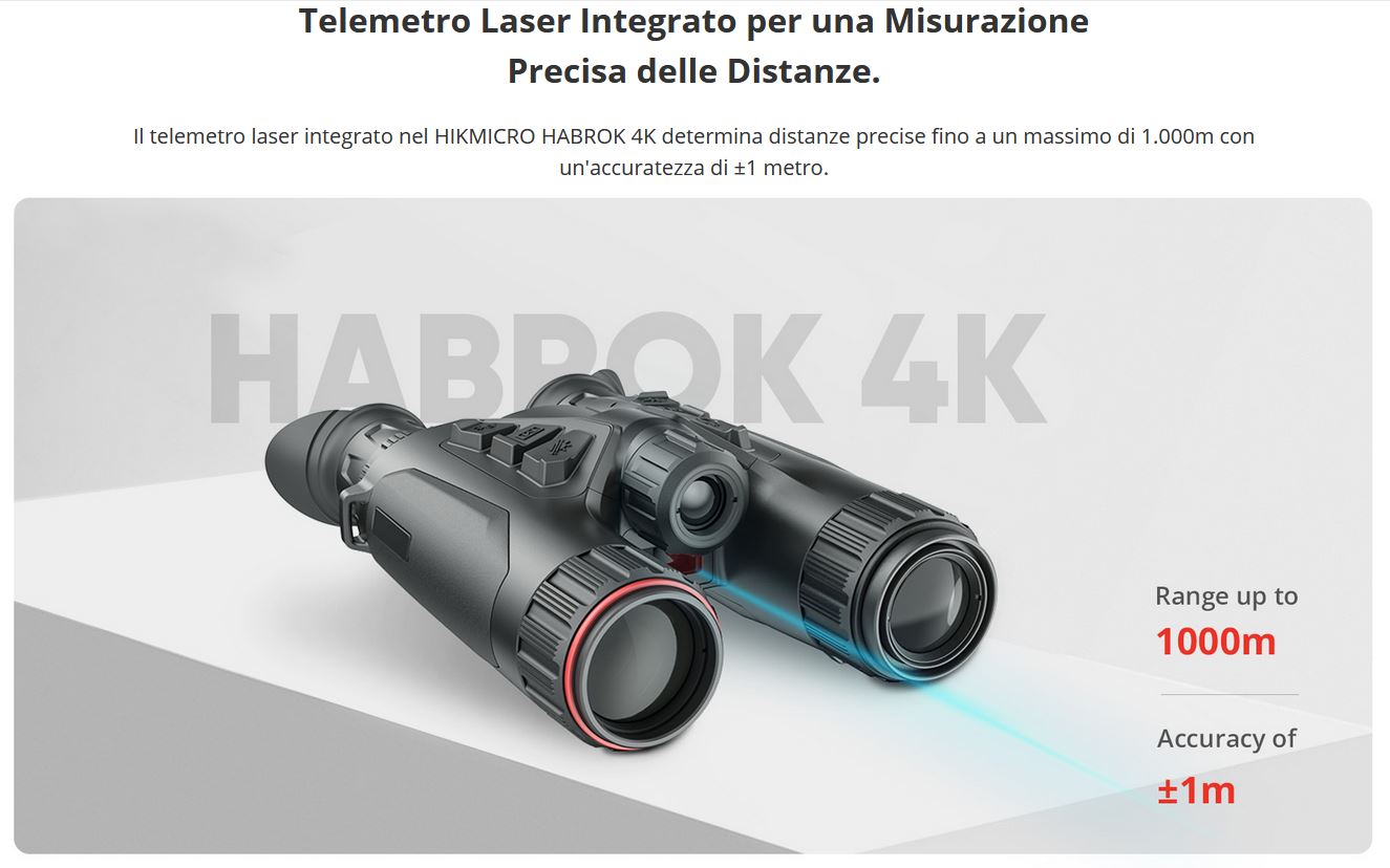 HIKMICRO HABROK BINOCOLO THERMAL HE25L 4K Lente 25mm Torcia 850